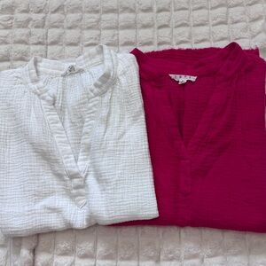 THML Medium LOT of Two Gauzy Cap Sleeve Tops ~ Basic Casual Minimalist